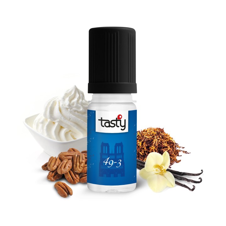 49.3 - Tasty 10 ml e-liquide classic goût tabac, vanille, crème et noix de pécan 40PG/60VG
