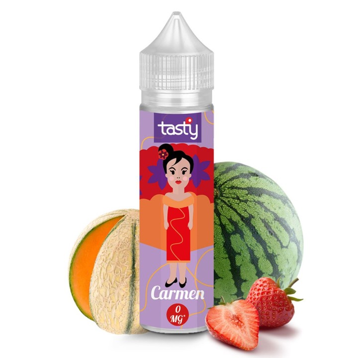 Carmen - Tasty e-liquide fruité goût melon, pastèque et fraise 50PG/50VG