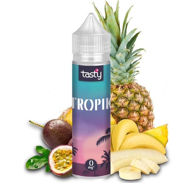 Tropik - Tasty e-liquide fruité goût passion, banane et ananas 50PG/50VG