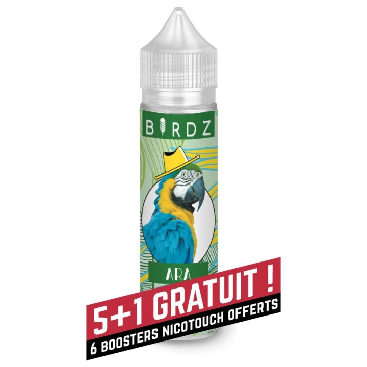 Ara - Tasty e-liquide goût pêche, melon, fraise et basilic frais 50PG/50VG