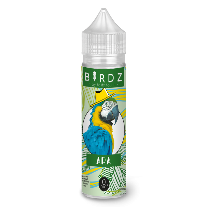 Ara - Tasty e-liquide goût pêche, melon, fraise et basilic frais 50PG/50VG